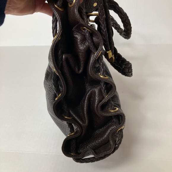 Michael Kors Woodside Braid Handle Tote Brown Pebbled Leather With Dustbag - Picture 8 of 16